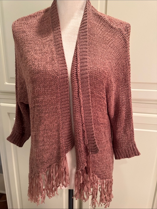 Bajee Collection Sweaters - Women's Open-Front Fringe Sweater Cardigan in Dusty Rose